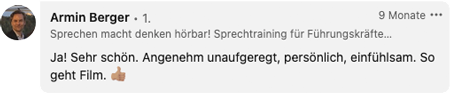 Social Media Testimonial aus dem Bereich Kommunikation